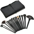 Kit 24 Pinceis De Maquiagem Profissional Com Estojo Preto