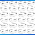 Kit 24 Potes Plásticos Retangular Com Tampa, Jogo Pote Bpa Free. Conjunto Potinhos Fitness