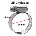 Kit 25 Abraçadeira Zincada Fita 14mm - 25x38mm (1 X 1.1/2 )