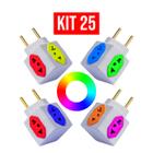 Kit 25 Adaptador de Tomada Cubo Colorido 4 Entradas 10A 20A - D&F