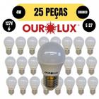 Kit 25 lampada bolinha led 4w e-27 bivolt 6500k branco frio - OUROLUX