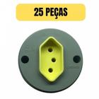 Kit 25 tomada sobrepor 2p+t 10amp redonda 250v cinza perlex