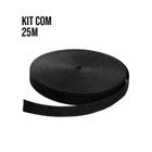 Kit 25m Cinta Poliester 35mm Preto Fitacabo