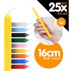 Kit 25x Vela Colorida 16cm Vermelha Branca Amarela + Cores