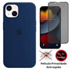 Kit 2em1 Capa + Película Para iPhone 14 Normal - Case Silicone Aveludada + Película 3D Privacidade