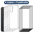 Kit 2em1 Compatível Com Samsung Galaxy A54 5G - 04 Capas TPU Anti-Impacto + 05 Películas 3D 5D Tela