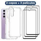 Kit 2em1 Compatível SAM Galaxy A34 5G - 02 Capas TPU Anti-Impacto + 03 Películas Vidro Temperado 3D