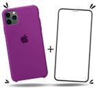 Kit 2em1 Para iPhone 11 Pro Max - Capa Case Silicone Aveludada + Película de Vidro 3D Full Cover