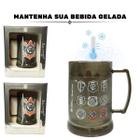 Kit 2Un Caneca Copo Preto Gel 300ml Isolante Térmico Chopp Cerveja Time Clube Corinthians Oficial