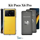 Kit 2UN Película 3D de Vidro Privacidade + Capa Transparente para Xiaomi Poco X6 PRO 5G