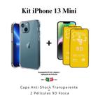 Kit 2UN Película de Cerâmica Fosca + Capa Anti Impactos Transparente para Iphone 13 Mini