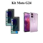 Kit 2UN Película Fosca Privacidade + 1UN Capa Capinha Transparente para Motorola Moto G24 - HUANG