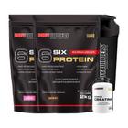 Kit 2X 6 Six Protein 2Kg + 100% Creatina 100G +Coqueteleira - Bodybuilders