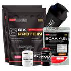 Kit 2x 6 Six Protein 2kg + BCAA 1kg Tangerina + Power Creatina 100g + ZMA 120cáps + Coqueteleira - Bodybuilders