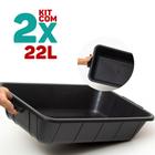 Kit 2x Caixa Masseira 22l De Pedreiro Para Manuseio Concreto