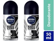 Kit 2x Desodorante Roll On Nivea Men Black&White Invisible 48h 50ml Ação Antibacteriana e Antimanchas Brancas