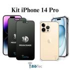 Kit 2x Películas 3D de Vidro Privacidade + Capa Capinha Transparente para Iphone 14 Pro