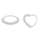 Kit 2x Piercings Prata 925 - Argola e Coração Cravejados Zircônia