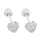 Kit 2x Piercings Tragus Reto Coração Cravejado Prata 925 8mm