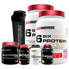 Kit 2x Six Protein Advanced + BCAA 100g + Creatina100g + Glutamina 100g + Thermo 120 Cáps + Coqueteleira - Bodybuilders