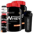 Kit 2x Waxy Whey 900g + 2x BCAA 4,5 100g + Power Creatina 100g + Coqueteleira - Bodybuilders