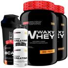 Kit 2x Waxy Whey Protein 900g + 2x Power Creatina 100g + BCAA 4,5 100g + Coqueteleira - Bodybuilders