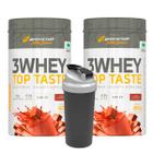 Kit 2x whey 3w top taste 900g body action + coqueteleira 600ml