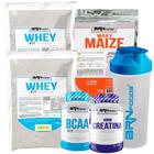 KIT 2x Whey Fit Foods 500g + PREMIUM Creatina 100g + BCAA Fit 100g + Waxy Maize 800g + Coqueteleira - BRN Foods