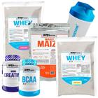 KIT 2x Whey Fit Foods 500g + PREMIUM Creatina 100g + BCAA Fit 100g + Waxy Maize 800g + Coqueteleira - BRN Foods