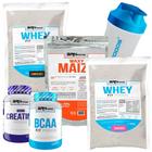 KIT 2x Whey Fit Foods 500g + PREMIUM Creatina 100g + BCAA Fit 100g + Waxy Maize 800g + Coqueteleira - BRN Foods