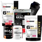 KIT 2x Whey Isolado Six Gold 2kg + Waxy Maize 800g + POWER Creatina 100g + BCAA 100g + Coqueteleira - Bodybuilders