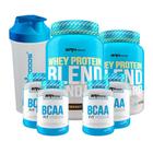 Kit 2x Whey Protein Blend 900g + 4x BCAA 100g + Coqueteleira 600mL - BRNFOODS