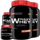 KIT 2x Whey Protein Waxy Whey 2kg + Glutamina 300g + BCAA 4800 120 Cápsulas - Bodybuilders