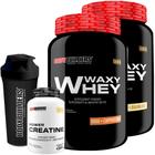 KIT 2x Whey Protein Waxy Whey 900g + POWER Creatina 100g + Coqueteleira - Bodybuilders