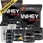 Kit 2x Whey Turbo + 2x Creatina 150g + Pré-Treino BOPE 150g + Thermo Flame Termogênico 120 Tabletes+ 2x Coqueteleira - Black Skull