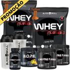 Kit 2x Whey Turbo + 2x Creatina 150g + Pré-Treino BOPE 150g + Thermo Flame Termogênico 120 Tabletes+ 2x Coqueteleira - Black Skull