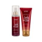 Kit 2x1 Kiss New York Vegano Lady in Red Body Splash Colônia Perfumado + Loção Hidratante Corporal