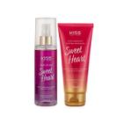 Kit 2x1 Kiss New York Vegano Sweet Heart Body Splash Colônia Perfumado + Loção Hidratante Corporal