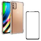 Kit 2X1 Moto G9 Plus - Pelicula de Vidro temperado 3D Frontal + Capa Transparente Silicone TPU