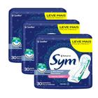 Kit 3 Absorvente Sym Premium Noturno Com Abas Suave Com 30 Unidades