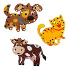 Kit 3 Alinhavo Bicho Animal + Kit 3 quebra cabeça Educativo