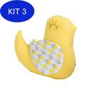 Kit 3 Almofada Decorativa Enxoval Bebê Passarinho Losango Amarelo