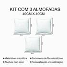 Kit 3 Almofadas Decorativas Cheias 40 x 40 Folhas Cinza