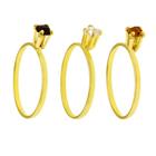 KIT 3 Anéis Solitário Horus Import Banhado Ouro Amarelo 18K - KIT16398