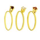 KIT 3 Anéis Solitário Horus Import Banhado Ouro Amarelo 18K - KIT16399