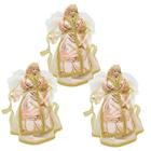 Kit 3 Anjos Decorativos Natal Pendente Luxo Rosê e Dourado 17cm - Noel Decor