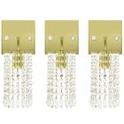 Kit 3 Arandelas Cristal Acril. Clearcrillic Quadrada Dourado