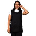 Kit 3 Avental Bata Oxford Liso Preto Frente e Costa Com 2 Bolsos Uniforme