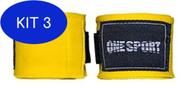 Kit 3 Bandagem Atadura Elastica 5M Muay Thai Boxe Amarelo