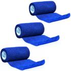 Kit 3 Bandagem Faixa Atadura Para Mãos E Pernas Enfaixar 10cm x 4,5m - Azul - Vitaltape